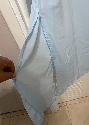 Diğer Nakışlı Bohem Uzun Mavi Kadın Sabahlık
