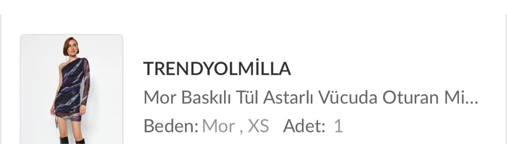 Trendyol & Milla Drapeli milla tek omuz elbise