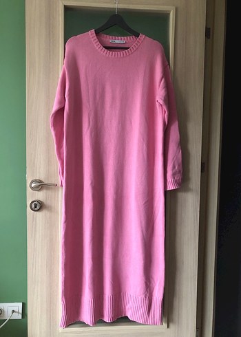 Pembe Uzun Kollu Triko Elbise