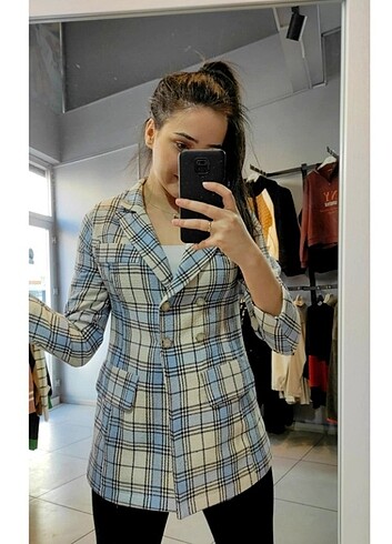 Ekoseli blazer ceket