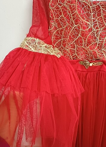 12-13 Yaş Beden kırmızı Renk Çocuk kına elbisesi 