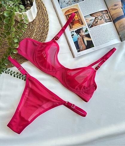 Pembe Fuşya Tül İç Çamaşır Takımı Bralet Takımı