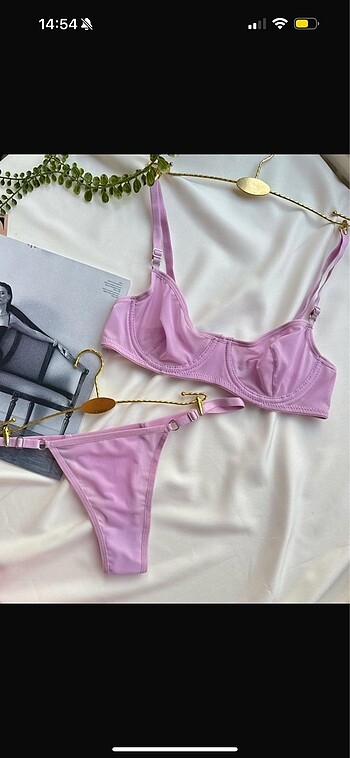 Lila Tül İç Çamaşır Takımı / Bralet Takımı