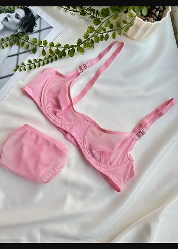 Diğer Pembe Tül Detaylı İç Çamaşır Takımı