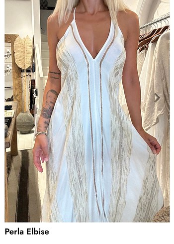 Özel Tasarım Bali Pamuğu Işıltılı Elbise - Görsel 3