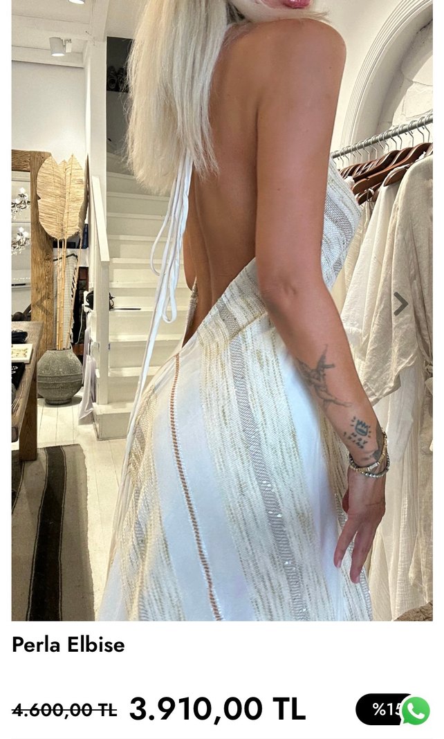 Özel Tasarım Bali Pamuğu Işıltılı Elbise - Görsel 2