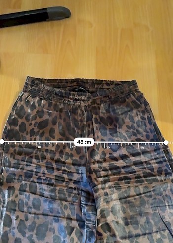 m Beden kahverengi Renk Saten Leopar Desenli Kadın Pantolon