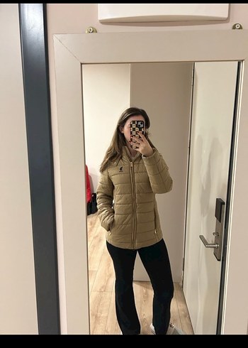 Bej Kapüşonlu Kadın Kışlık Mont - Görsel 3