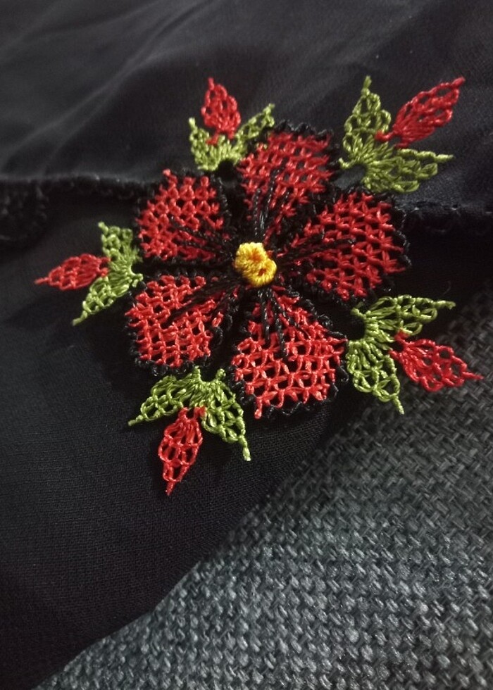 İğne oyası motif japon gülü  - Görsel 2