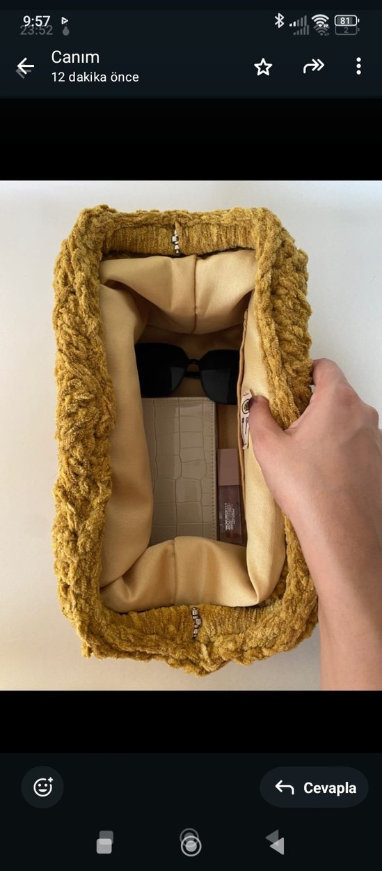 Örgü Kadın El Çantası - Kahverengi - Görsel 2