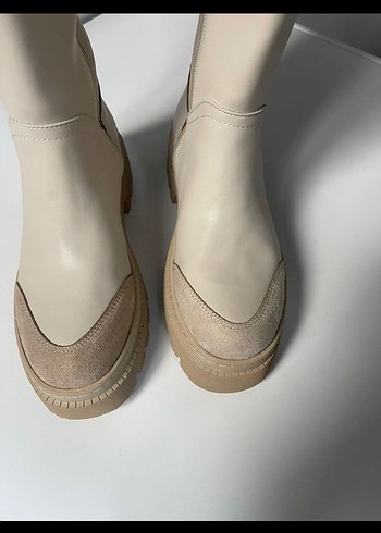 Bej Deri   Çizme - Görsel 4