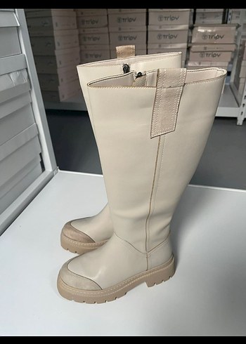 Bej Deri   Çizme - Görsel 2