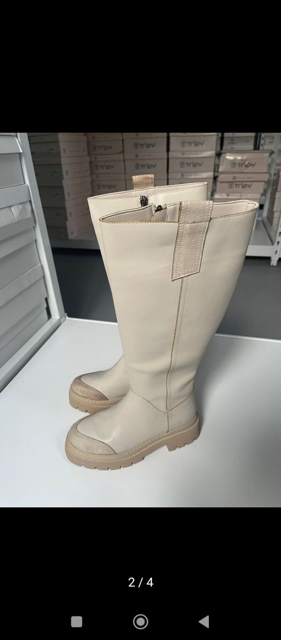 Bej Deri   Çizme - Görsel 2