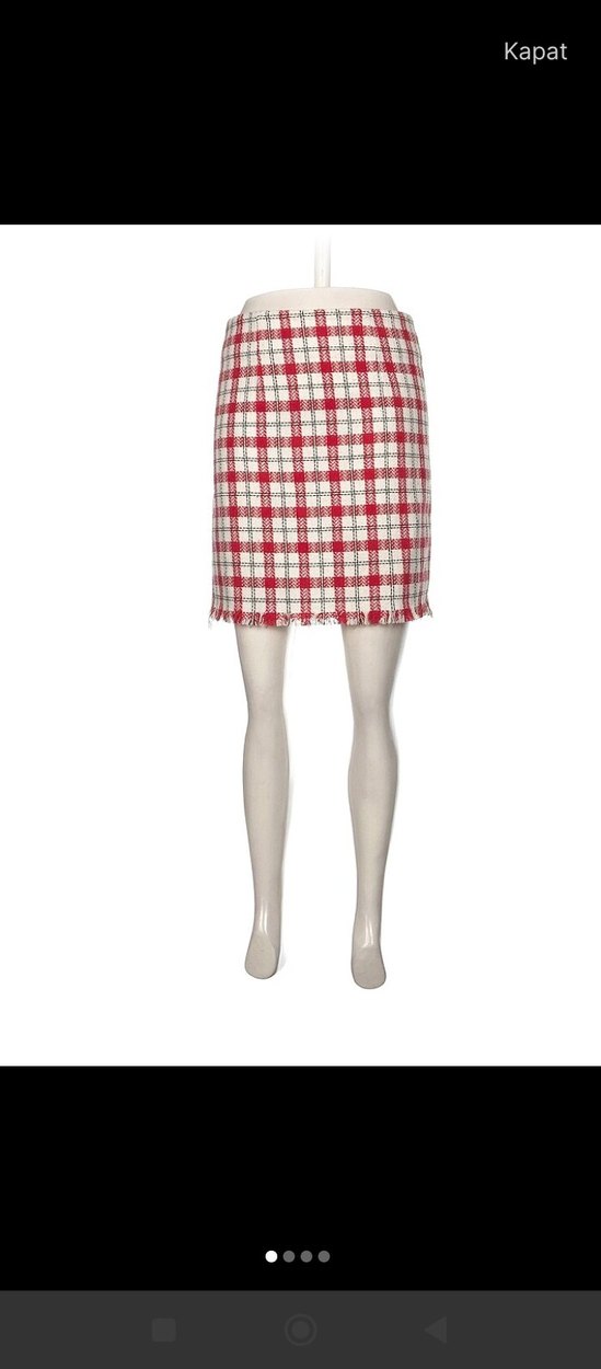 Kırmızı Ekose Pilili Mini Etek. Bel 36 cm. boy 48 cm. dir. - Görsel 2