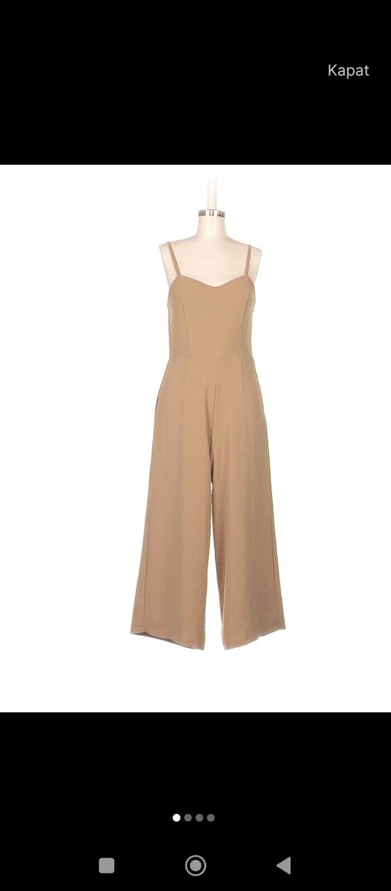 Bej Askılı Midi Kadın Tulum - Görsel 4