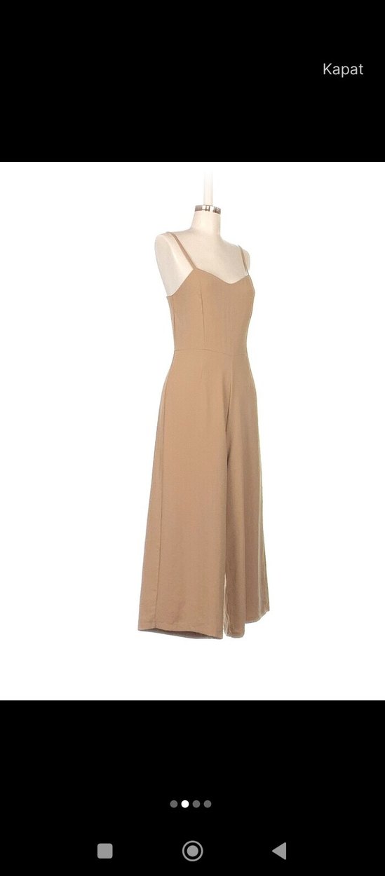 Bej Askılı Midi Kadın Tulum - Görsel 2