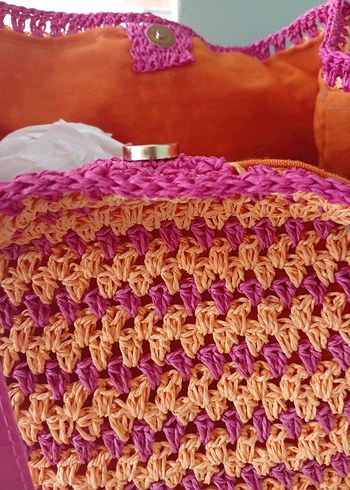 Mor Parlak Örgü Kadın Çanta - Görsel 4