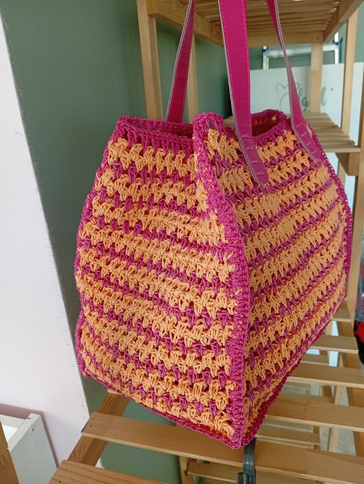 Mor Parlak Örgü Kadın Çanta - Görsel 2