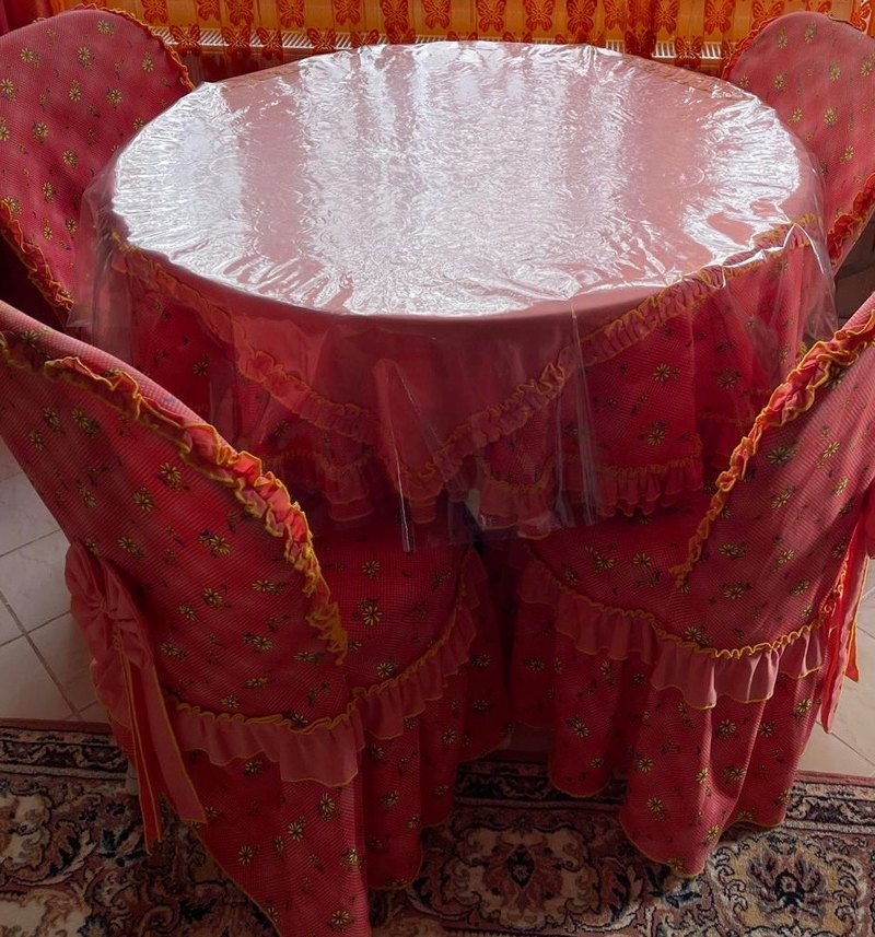 Pembe Bağlamalı Vintage Mutfak Masa Takımı - Görsel 2