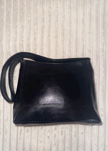 Vintage Suni Deri Siyah Çanta - Görsel 3