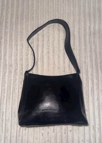 Vintage Suni Deri Siyah Çanta - Görsel 2