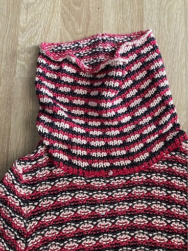 Balıkçı Yaka Renkli Vintage Kazak - Görsel 3