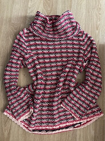 Balıkçı Yaka Renkli Vintage Kazak - Görsel 2