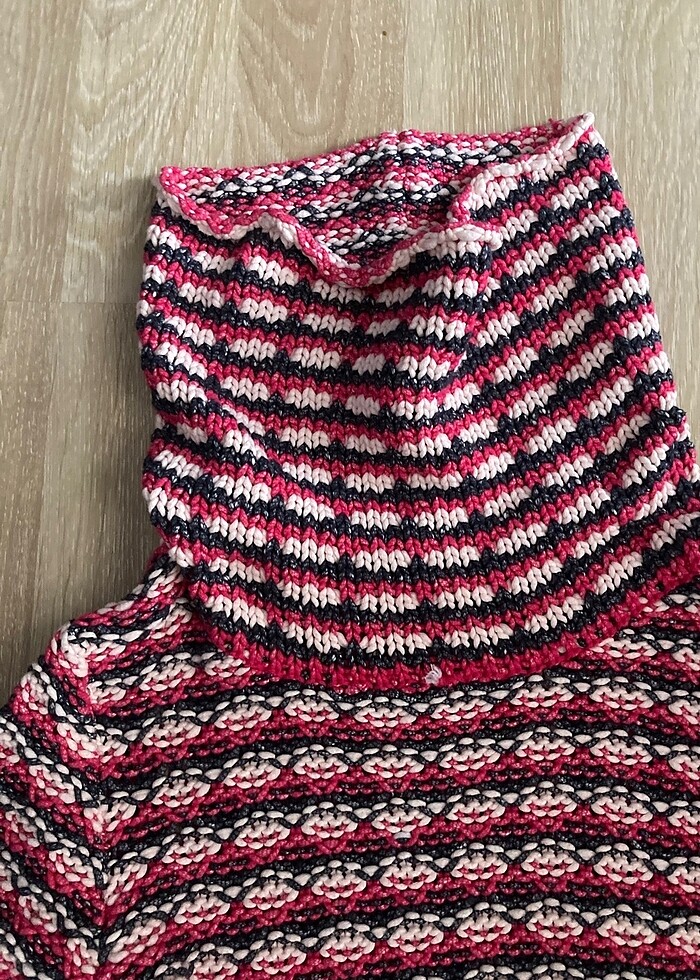 Balıkçı Yaka Renkli Vintage Kazak - Görsel 3