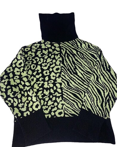 Zara Yeşil&Siyah Desenli Kazak - Görsel 3