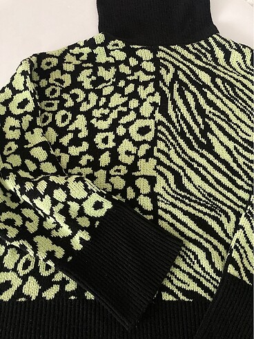 Zara Yeşil&Siyah Desenli Kazak - Görsel 5