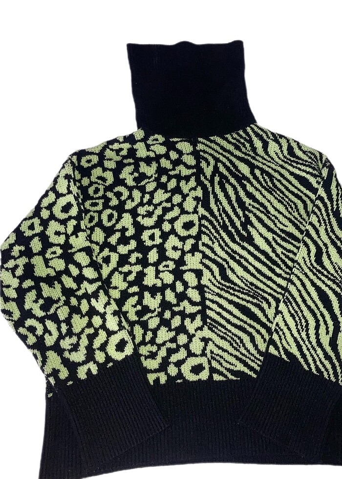 Zara Yeşil&Siyah Desenli Kazak - Görsel 3