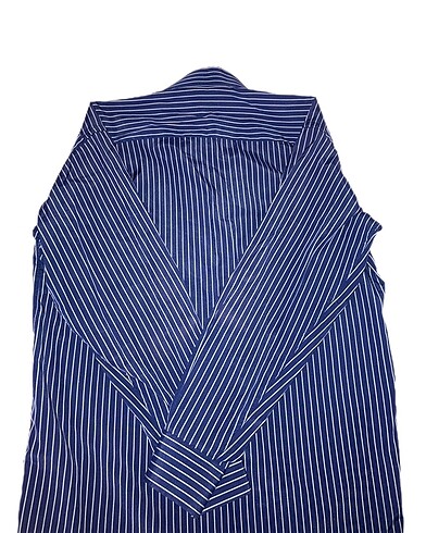 Lacivert Çizgili Oversize Vintage Gömlek - Görsel 6