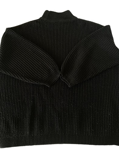 H&M Siyah Oversize Boğazlı Kazak - Görsel 3