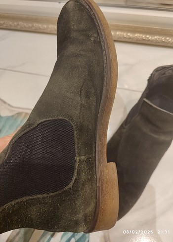 Haki süet dolgu topuklu tokalı bot - Görsel 3