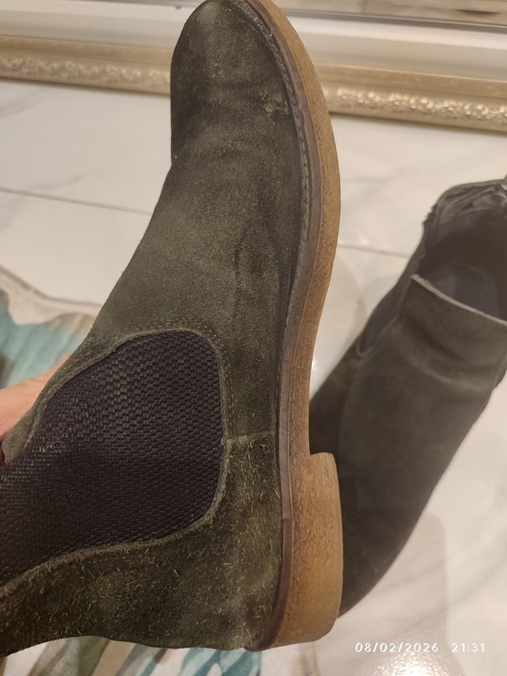 Haki süet dolgu topuklu tokalı bot - Görsel 3