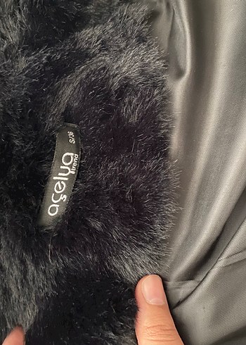 Siyah kürk ceket - Görsel 4