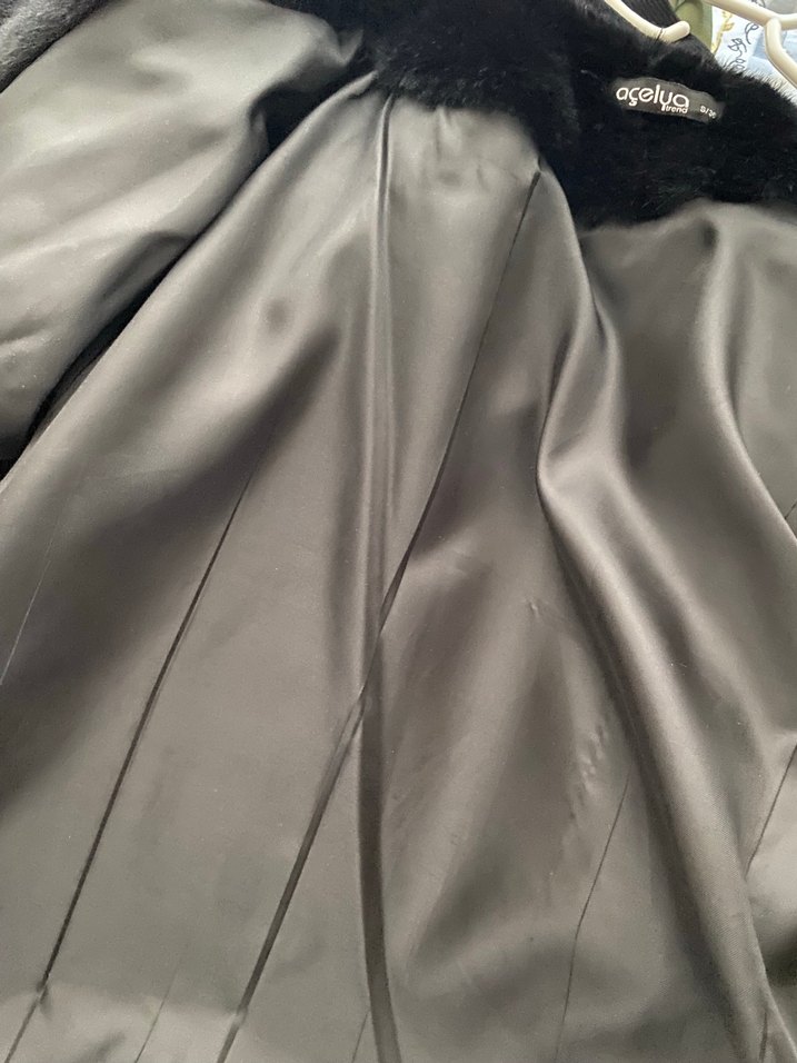 Siyah kürk ceket - Görsel 5