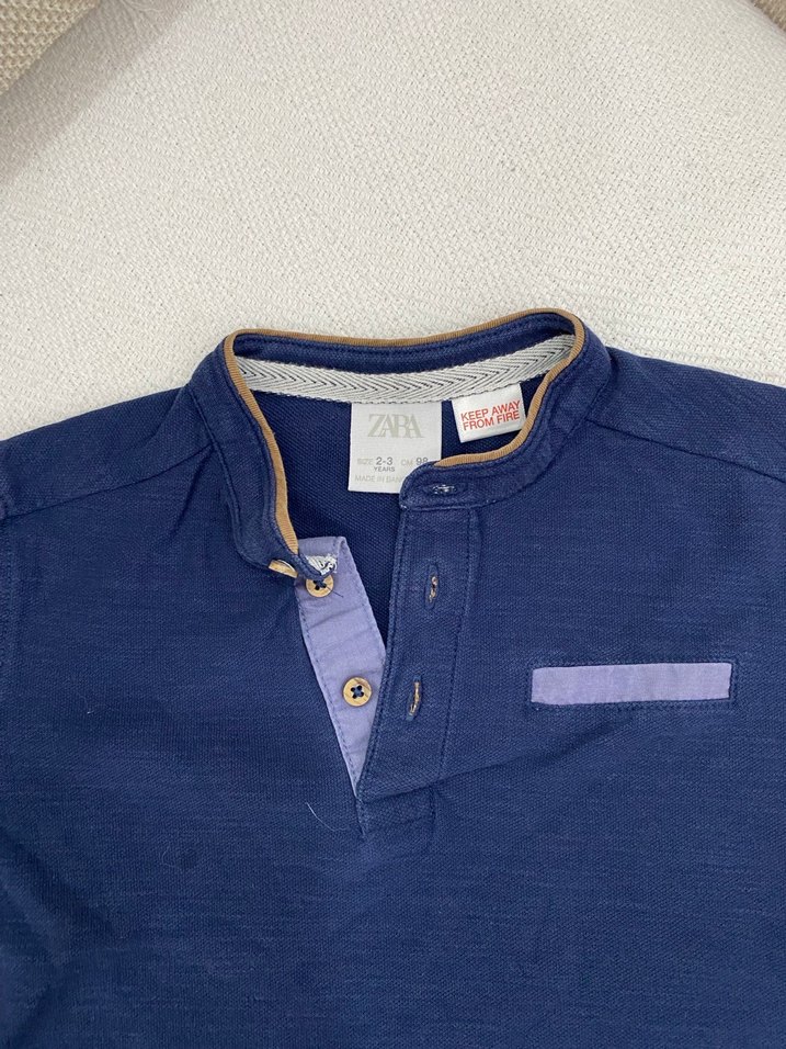 Erkek Çocuk Koyu Mavi Kısa Kollu Denim tişört - Görsel 2