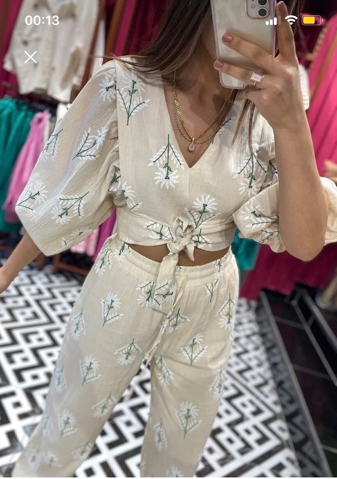 Nakışlı keten takım - Görsel 2