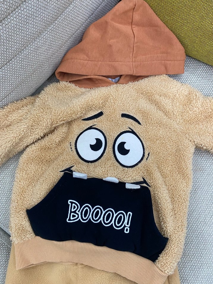 Kahverengi Peluş Kapüşonlu Bebek Takımı - Görsel 2