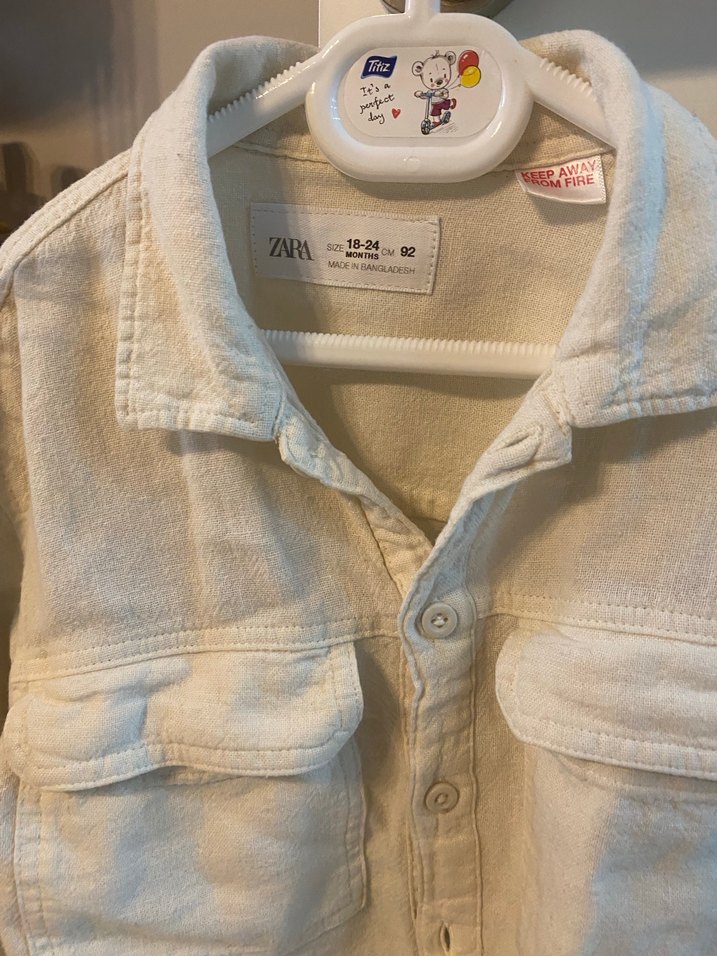 Çocuk Beyaz Keten Gömlek - Görsel 3