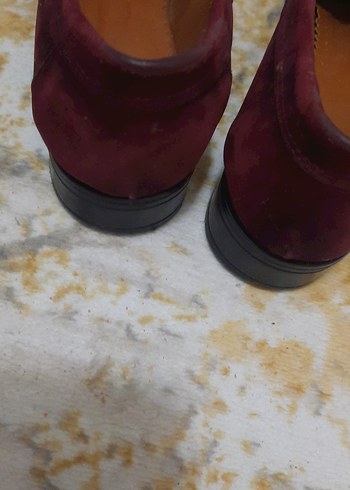 36 Beden Bordo Süet Püsküllü Dolgu Topuk Kadın Ayakkabı