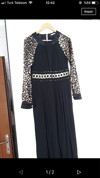Leopar 40 Beden Gece Elbisesi Tekbir