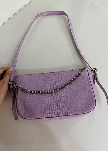Pastel Mor Deri Zincir Detaylı Kadın Çanta
