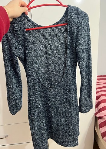 Gri Kadın Triko Midi Elbise - Görsel 2