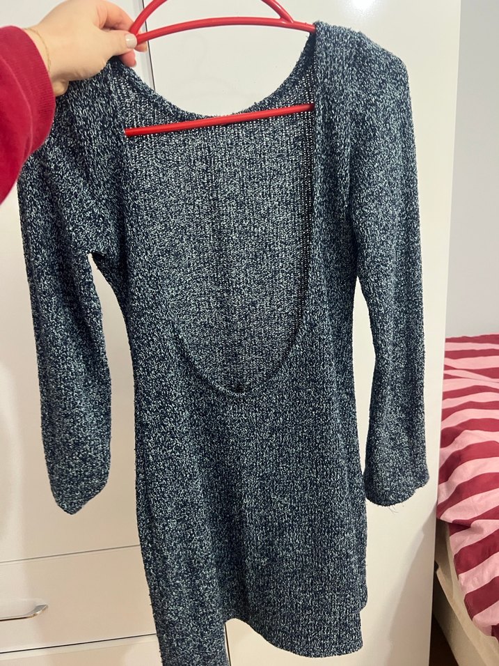 Gri Kadın Triko Midi Elbise - Görsel 2