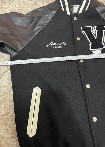 Düğmeli Siyah Deri Bomber Ceket - Görsel 8