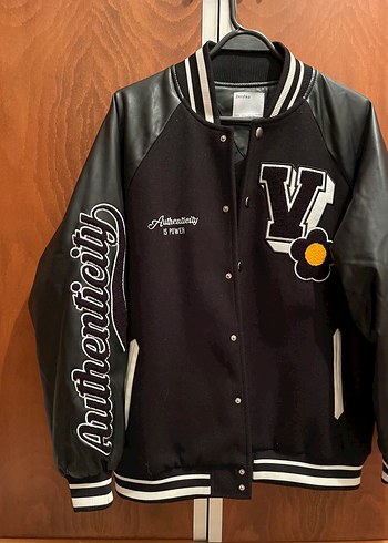 Düğmeli Siyah Deri Bomber Ceket - Görsel 5