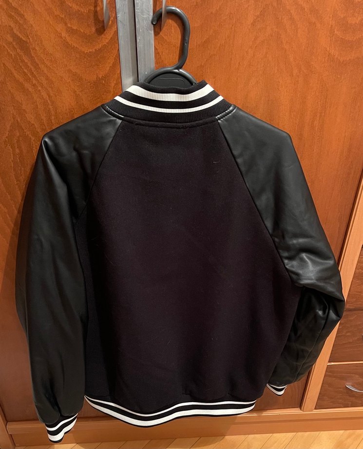 Düğmeli Siyah Deri Bomber Ceket - Görsel 3