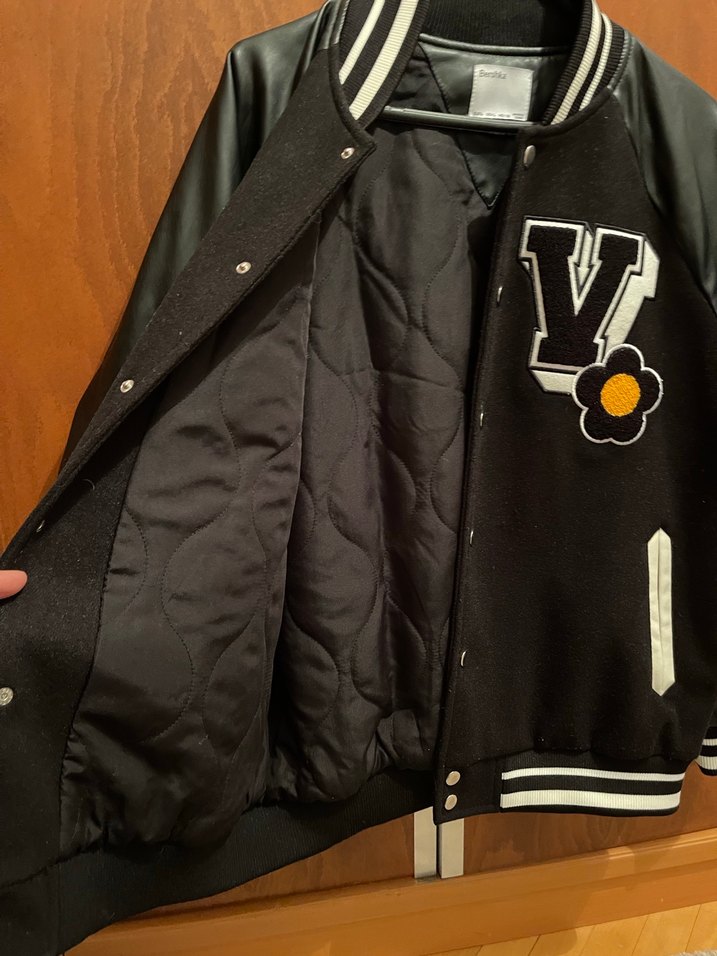 Düğmeli Siyah Deri Bomber Ceket - Görsel 4